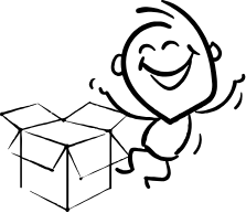 Cartoon customer opening package