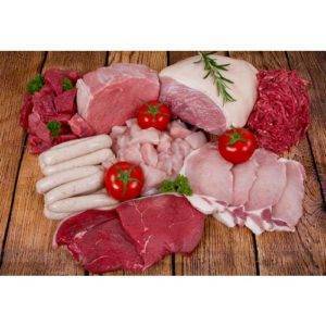 Selection of raw meat from everyday meat pack
