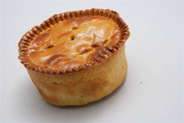 1lb pork pie on a white background