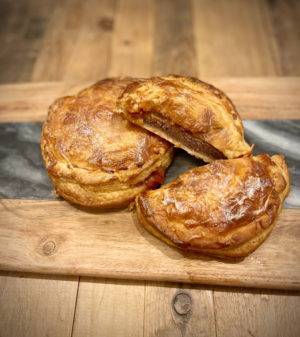 Beef Burger Bake on a wooden chopping board