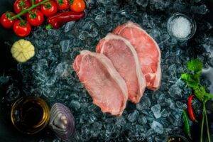 Pork Steaks 2 Pork steaks on ice